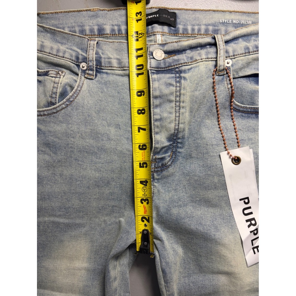 Purple Brand Jeans Mens 34 Light Blue Logo Graphic Slim Fit Denim 202306 NWT - Picture 6 of 10